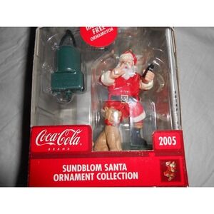 2005 Coca Cola Santa With Dog Puppy Sundblom Christmas Tree Ornament Collectors!